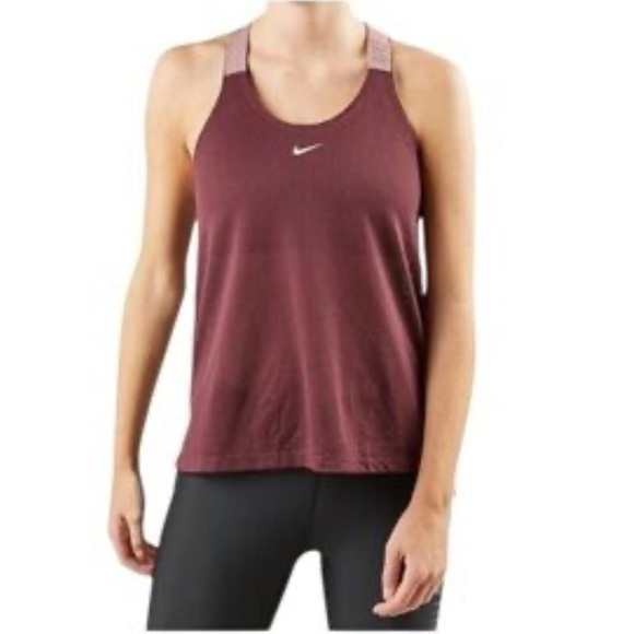 Nike Tops - Nike Elstka Elastika Mesh Maroon Rose Logo Strap Relaxed Fit Tank Top XS S